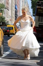 KRISTEN BELL as a Runaway Bride on the Set of Like Father in New York 08/30/2017