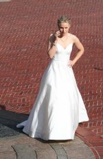 KRISTEN BELL in Wedding Dress on the Set of Like Father in New York 08/28/2017