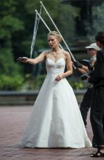 KRISTEN BELL in Wedding Dress on the Set of Like Father in New York 08/28/2017