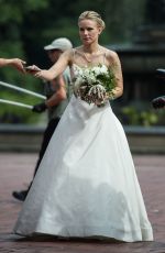 KRISTEN BELL in Wedding Dress on the Set of Like Father in New York 08/28/2017