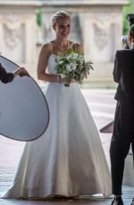 KRISTEN BELL in Wedding Dress on the Set of Like Father in New York 08/28/2017