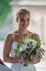 KRISTEN BELL in Wedding Dress on the Set of Like Father in New York 08/28/2017
