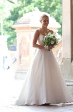 KRISTEN BELL in Wedding Dress on the Set of Like Father in New York 08/28/2017