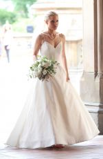 KRISTEN BELL in Wedding Dress on the Set of Like Father in New York 08/28/2017
