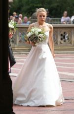 KRISTEN BELL in Wedding Dress on the Set of Like Father in New York 08/28/2017