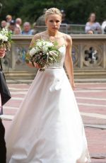 KRISTEN BELL in Wedding Dress on the Set of Like Father in New York 08/28/2017