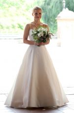 KRISTEN BELL in Wedding Dress on the Set of Like Father in New York 08/28/2017