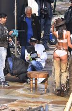 LAIS RIBEIRO on the Set of VS Holiday Catalog in Aspen 08/15/2017