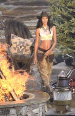 LAIS RIBEIRO on the Set of VS Holiday Catalog in Aspen 08/15/2017