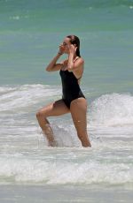 LAURA HARRIER and ALYCIA DEBNAM-CAREY in Swimsuit on the Beach in Tulum 08/13/2017