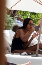 LAURA HARRIER and ALYCIA DEBNAM-CAREY in Swimsuit on the Beach in Tulum 08/13/2017