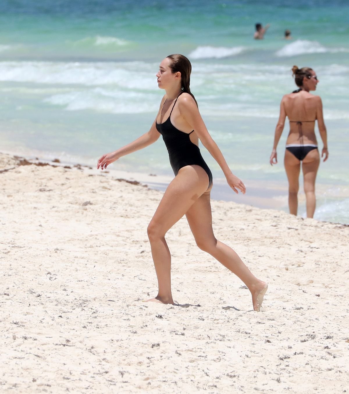 LAURA HARRIER and ALYCIA DEBNAM-CAREY in Swimsuit on the Beach in Tulum 08/...