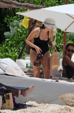 LAURA HARRIER and ALYCIA DEBNAM-CAREY in Swimsuit on the Beach in Tulum 08/13/2017