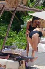 LAURA HARRIER and ALYCIA DEBNAM-CAREY in Swimsuit on the Beach in Tulum 08/13/2017