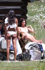 LILY ALDRIDGE, STELLA MAXWELL, JASMINE TOOKES and LAIS RIBEIRO on the Set of VS Ad Campaign in Aspen 08/14/2017
