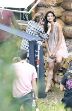 LILY ALDRIFGE on the Set of  VS Holiday Catalog in Aspen 08/13/2017