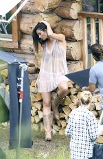 LILY ALDRIFGE on the Set of  VS Holiday Catalog in Aspen 08/13/2017
