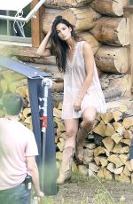 LILY ALDRIFGE on the Set of  VS Holiday Catalog in Aspen 08/13/2017