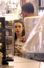 LILY COLLINS Out Shopping in Beverly Hills 08/22/2017