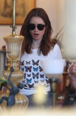 LILY COLLINS Out Shopping in Beverly Hills 08/22/2017