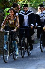 LILY JAMES on the Set of Mamma Mia: Here We Go Again 08/24/2017