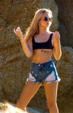 LOTTIE MOSS in Ripped Jean Shorts in Mykonos 07/29/2017