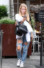 LOTTIE MOSS in Ripped Jeans Out in London 08/04/2017