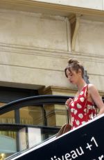 LOUISE BOURGOIN and Aaron Eckhart on the Set of New Series The Romanoffs in Paris 08/10/2017