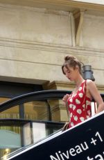 LOUISE BOURGOIN and Aaron Eckhart on the Set of New Series The Romanoffs in Paris 08/10/2017