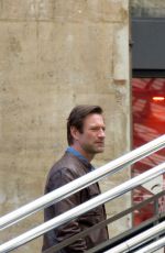 LOUISE BOURGOIN and Aaron Eckhart on the Set of New Series The Romanoffs in Paris 08/10/2017