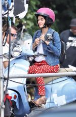 LUCY HALE on a Vespa on the Set of Life Sentence in Vancouver 08/11/2017