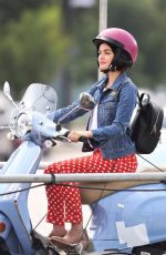 LUCY HALE on a Vespa on the Set of Life Sentence in Vancouver 08/11/2017