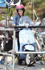 LUCY HALE on a Vespa on the Set of Life Sentence in Vancouver 08/11/2017