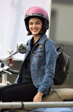 LUCY HALE on a Vespa on the Set of Life Sentence in Vancouver 08/11/2017