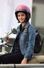 LUCY HALE on a Vespa on the Set of Life Sentence in Vancouver 08/11/2017