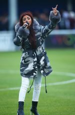 LYDIA LUCY Performs at Friendly Match Between Billericay Town and West Ham United 08/08/2017