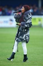 LYDIA LUCY Performs at Friendly Match Between Billericay Town and West Ham United 08/08/2017
