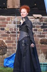 MARGOT ROBBIE as Queen Elizabeth I on the Set of Mary Queen of Scots Movie in Goldthorpe 08/21/2017