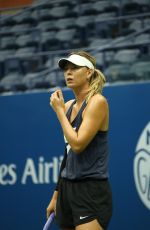 MARIA SHARAPOVA Practicing at Arthur Ashe Stadium at Usta Billie Jean King National Tennis Center 08/26/2017