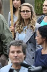 MELISSA BENOIST on the Set of Supergirl in Vancouver 08/30/2017