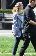 MELISSA BENOIST on the Set of Supergirl in Vancouver 08/30/2017