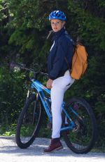 MICHELLE HUNZIKER Out Riding a Bike in San Cassiano in Badia 08/13/2017