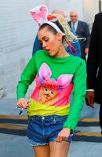 MILEY CYRUS Arrives at Jimmy Kimmel Live in Los Angeles 08/26/2017