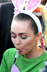 MILEY CYRUS Arrives at Jimmy Kimmel Live in Los Angeles 08/26/2017