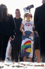 MILEY CYRUS on the Set of a Photoshoot for The Voice in Malibu 08/10/2017