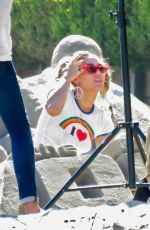 MILEY CYRUS on the Set of a Photoshoot for The Voice in Malibu 08/10/2017