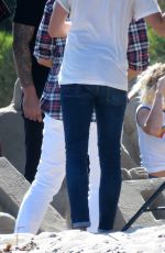 MILEY CYRUS on the Set of a Photoshoot for The Voice in Malibu 08/10/2017