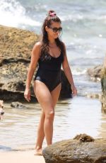 MONICA CRUZ in Swimsuit with Her Dog on the Beach in Cadiz 08/15/2017