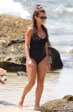 MONICA CRUZ in Swimsuit with Her Dog on the Beach in Cadiz 08/15/2017