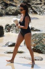 MONICA CRUZ in Swimsuit with Her Dog on the Beach in Cadiz 08/15/2017